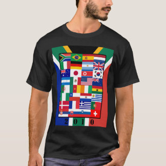 Camiseta O mundo embandeira o t-shirt escuro básico do
