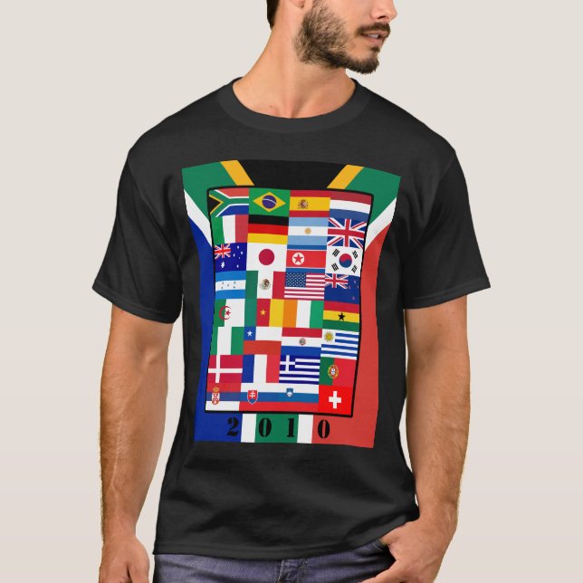 Camiseta O mundo embandeira o t-shirt escuro básico do (Frente)