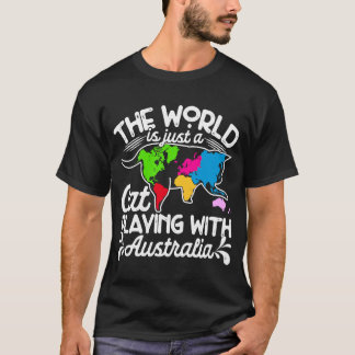 Camiseta O Mundo Joga Mapas De Gato Na Austrália