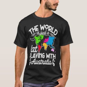 Camiseta O Mundo Joga Mapas De Gato Na Austrália