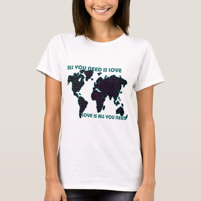 Camiseta O mundo todo que de Beatles você precisa é amor (Frente)