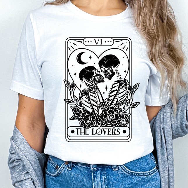 Camiseta O Namorados do esqueleto dos amantes tarot (Criador carregado)