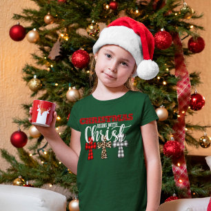 Camiseta O Natal Bonito Começa Com A Religião Cristo
