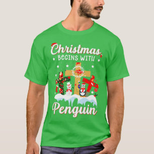 Camiseta O Natal Começa Com Ativista Animal Pinguin Xmas