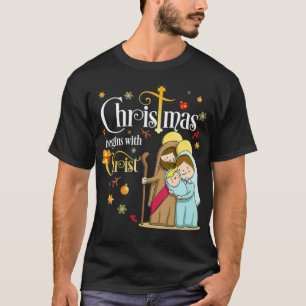 Camiseta O Natal Começa Com Jesus Cristão Cristo Holid