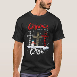 Camiseta O Natal Começa Com O Cristo Christian Leopard Cro