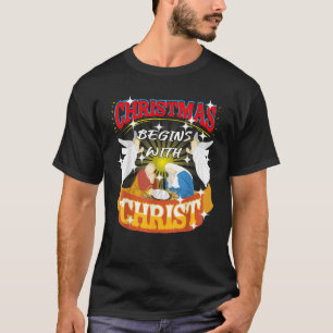 Camiseta O Natal Começa Com O Cristo Jesus Cristão Natal