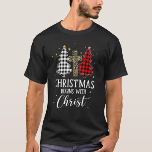 Camiseta O Natal Começa Com O Cristo Jesus Cruzado Cristão