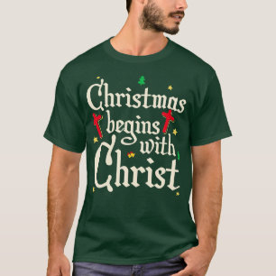 Camiseta O Natal Começa Com O Cristo Jesus Cruzado Cristão