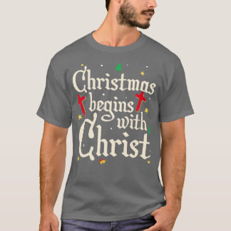 Camiseta O Natal Começa Com O Cristo Jesus Cruzado Cristão