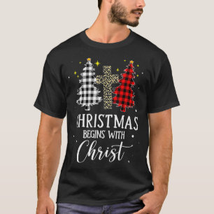Camiseta O Natal Começa Com O Cristo Jesus Cruzado Cristão