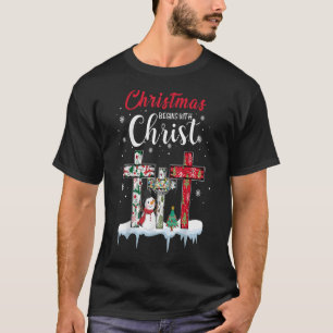 Camiseta O Natal Começa Com O Cristo Snowman Christian Cro