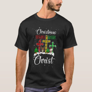 Camiseta O Natal Começa Com O Cristo Snowman Christian Cro