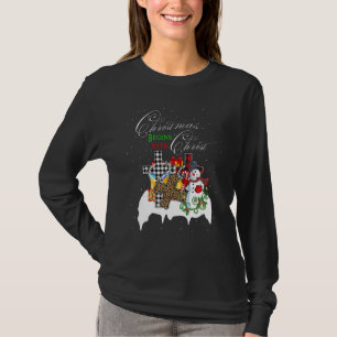 Camiseta O Natal Começa Com O Cristo Snowman Christian Cro