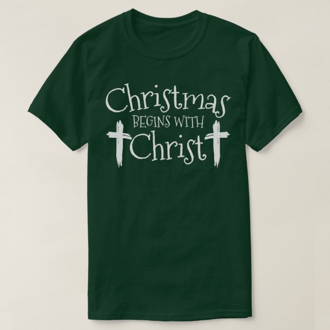 Camiseta O Natal Começa Com O Cristo Xmas Day Christian Re (Frente do Design)