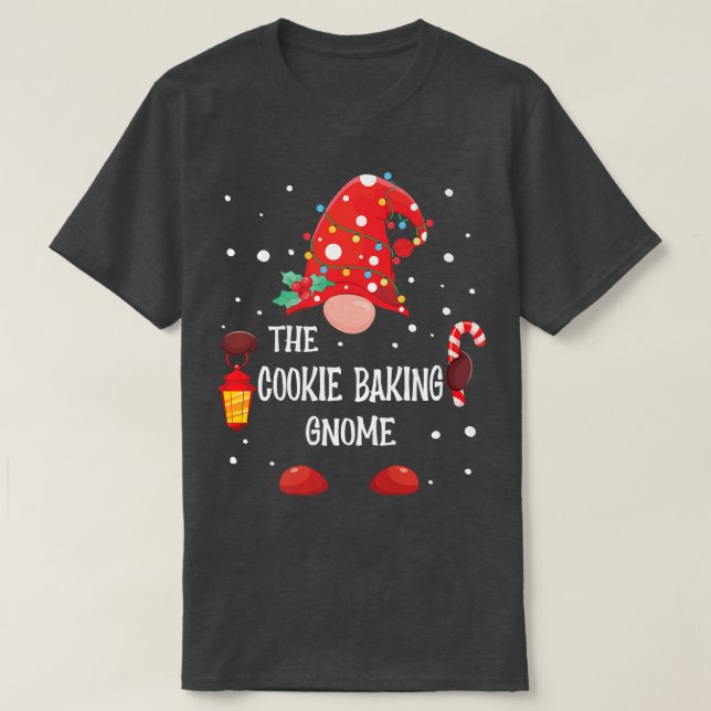 Camiseta O Natal da Família Cookie Baking Gnome Matching (Frente do Design)