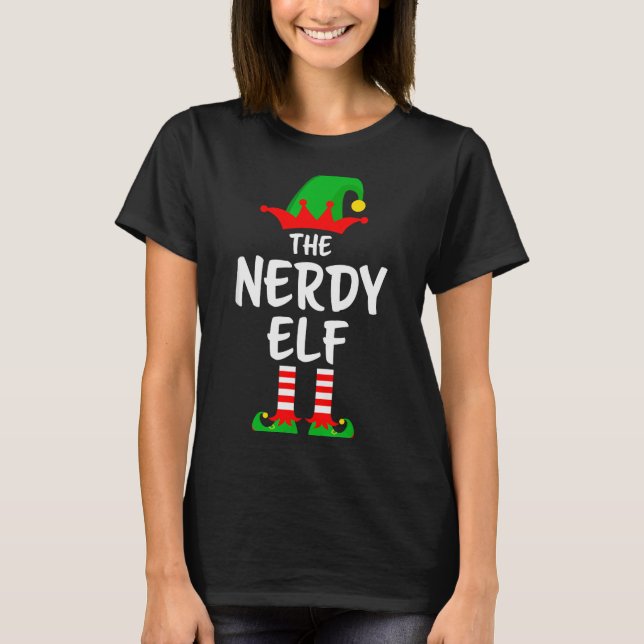 Camiseta O Natal da Família do Elfo Nerd Combinando  (Frente)