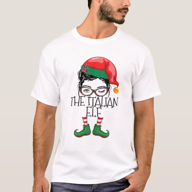 Camiseta O Natal Da Família Elf Italiana Correspondente (Frente)