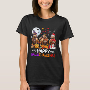 Camiseta O Natal do Cão Pitbull Feliz Hallothankmas