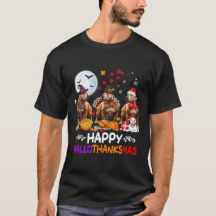 Camiseta O Natal do Cão Pitbull Feliz Hallothankmas