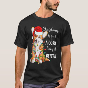 Camiseta O Natal é Bom Um Corgi Torna Melhor   Papai Noel 