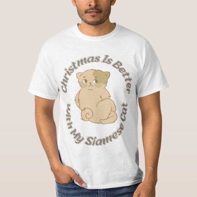 Camiseta O Natal É Melhor Com Gato Siamês (Frente)