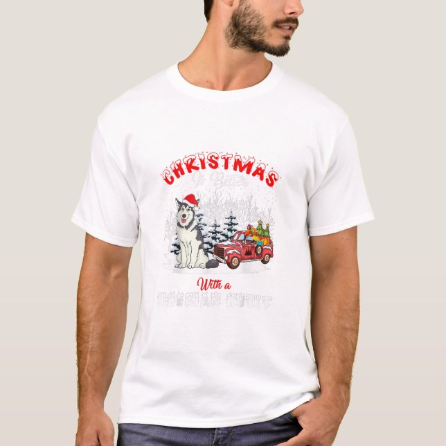 Camiseta O Natal É Melhor Com O Cão | Presente do proprietá (Frente)