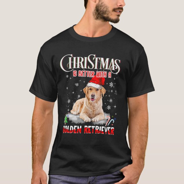 Camiseta O Natal É Melhor Com Um Retriever De Ouro - Cachor (Frente)