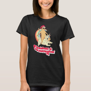 Camiseta O Natal É Meowgical Gato do Papai Noel Unicórnio P