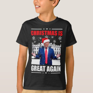 Camiseta O Natal é Ótimo Novamente Xmas Roupas de Trump Eng