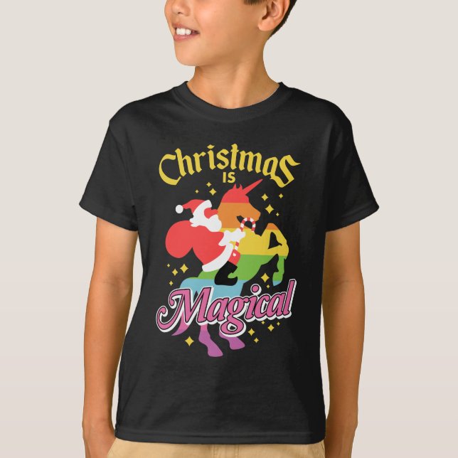 Camiseta O Natal É Papais noeis Mágicos Andando Engraçado N (Frente)