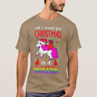 Camiseta O Natal LGBT do Unicórnio Tudo o que eu quero é o 