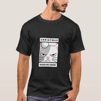 Camiseta O Natal Me Faz Irritar Gato Irritado Com Papai Noe