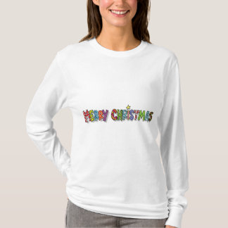Camiseta O Natal Sleeved longo das mulheres