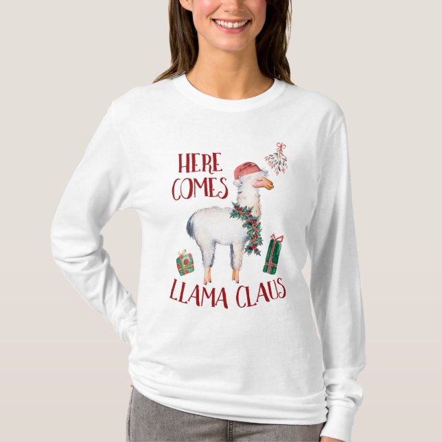Camiseta O Natal Vem Llama Claus (Frente)