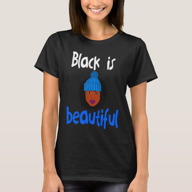 Camiseta O negro é um belo cabelo natural afro-americano W (Frente)