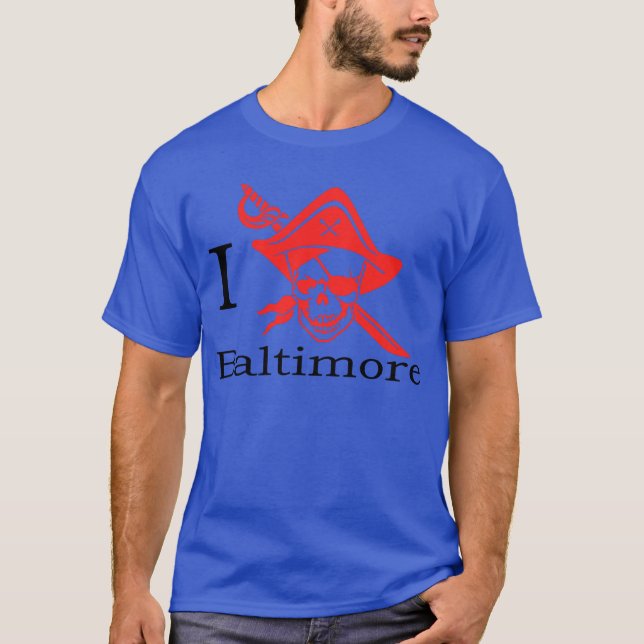 Camiseta O ninho dos piratas, eu amo Baltimore (Frente)
