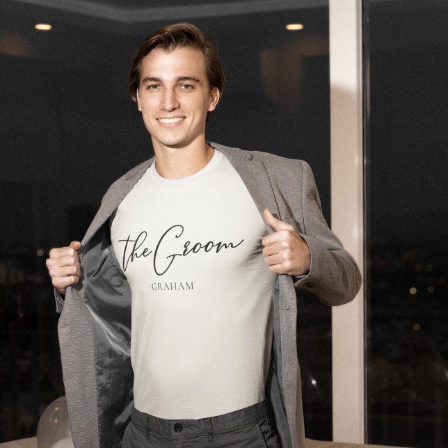 Camiseta O Noivo Personalizado Casamento Chic Minimalista (Criador carregado)