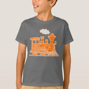 Camiseta O nome feito sob encomenda do trem alaranjado do