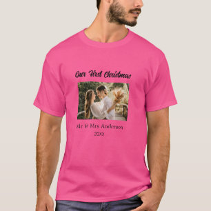 Camiseta O nosso primeiro casal de Natal - nome fotográfico