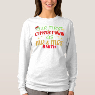 Camiseta O nosso primeiro Natal como o Sr. e a Sra. Newlywi