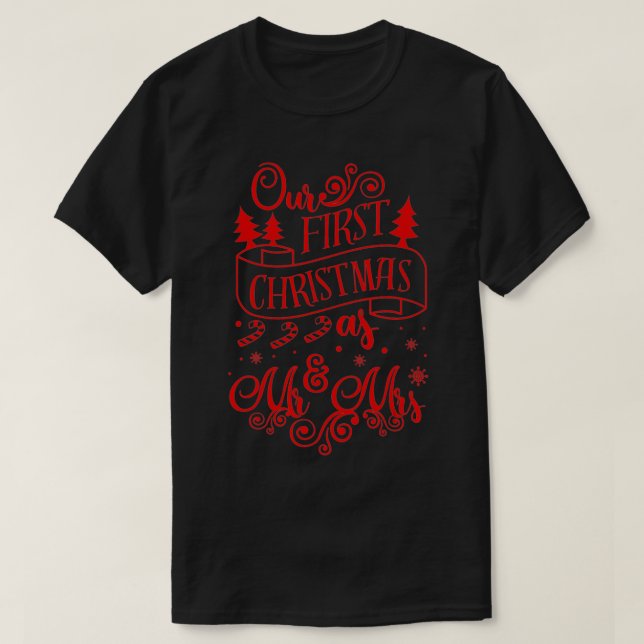 Camiseta O nosso primeiro Natal, Sr. Papai noel da Sra. Xma (Frente do Design)