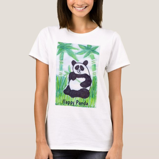 Camiseta O.O. Parte superior feliz dos espaguetes da panda (Frente)