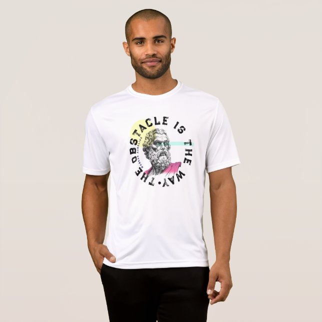 Camiseta O Obstáculo É O Caminho - Citação Marcus Aurelius (Frente Completa)