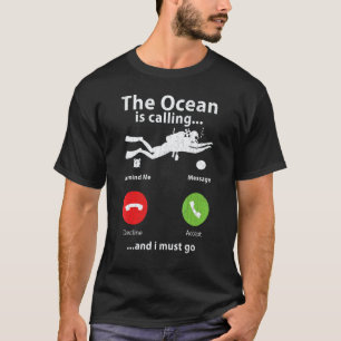 Camiseta O Oceano Está Chamando Gráfico de Mergulho de Di