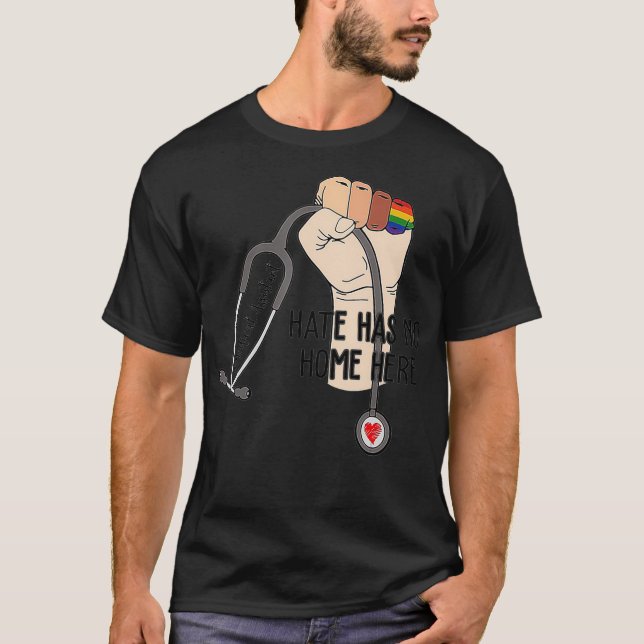 Camiseta O ódio não tem residência aqui Assistente médico M (Frente)