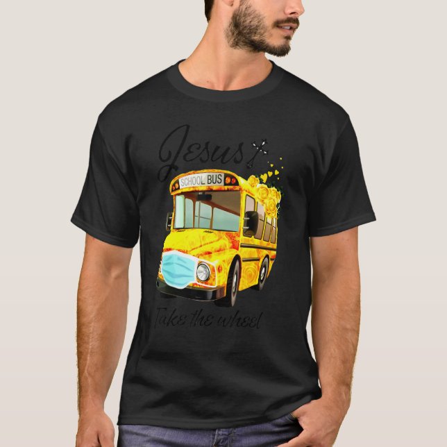 Camiseta O Ônibus Escolar Jesus Pega A Roda (Frente)