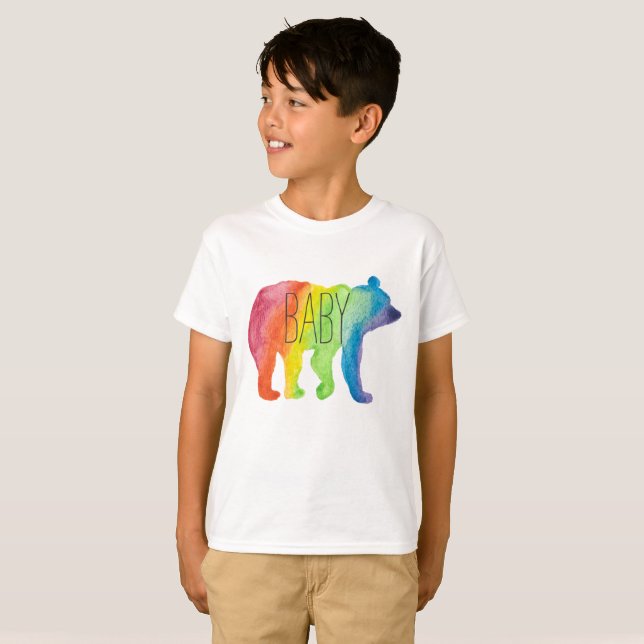 Camiseta O orgulho da família da aguarela do urso do bebê (Frente Completa)