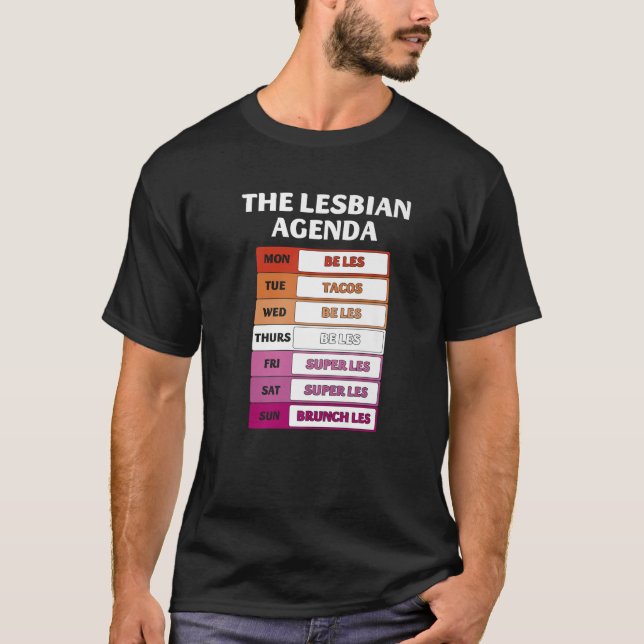 Camiseta O Orgulho LGBTQ Lésbico da Agenda Semanal Engraçad (Frente)