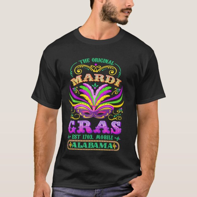 Camiseta O original Mardi Gras Mobile Alabama 1703 (Frente)